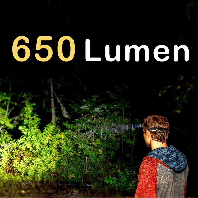 Everbeam H6 Pro LED Head Torch Headlamp, Motion Sensor Control, 650 Lumen Bright 20 Hours Runtime 1200mAh Battery Powered USB Rechargeable Headlight (2 Pack) - Image 2